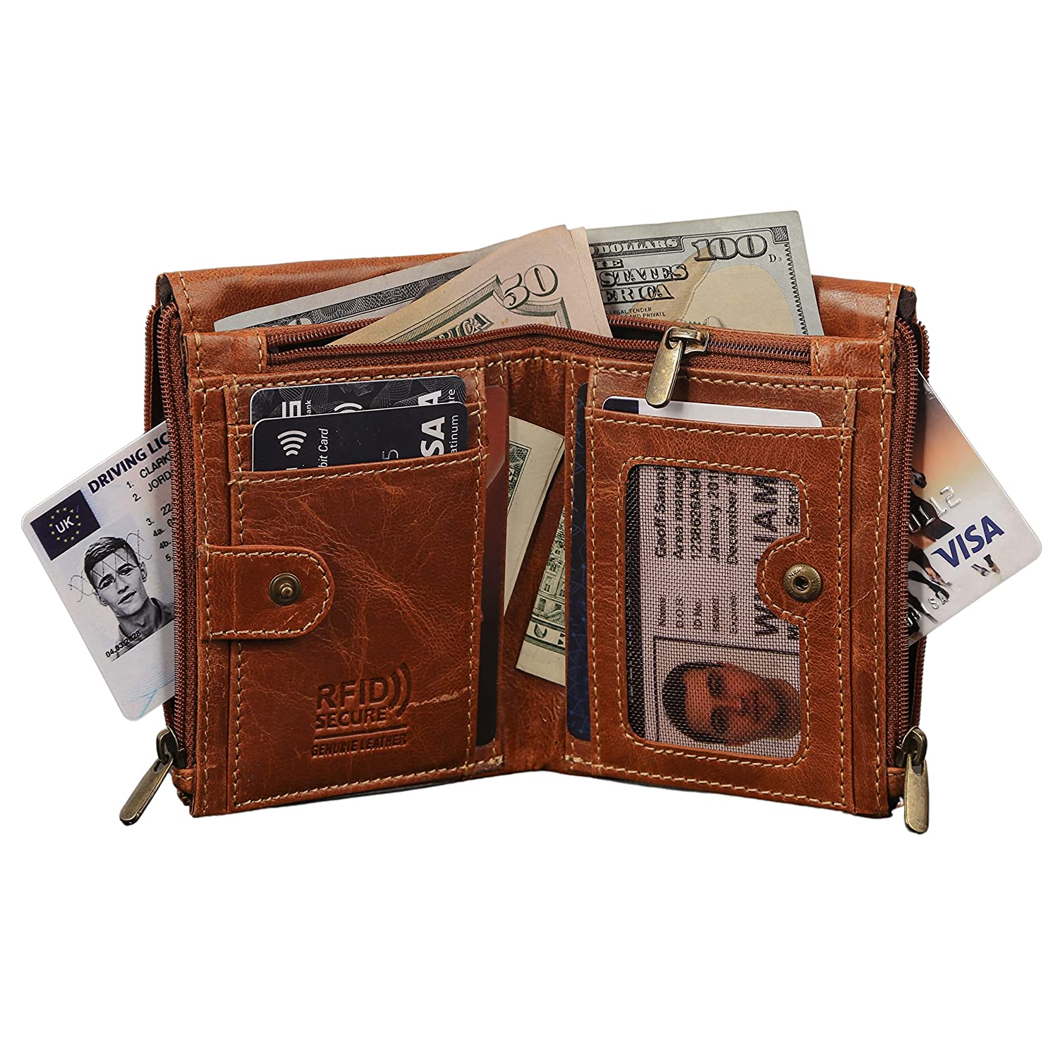 Double Zipper Bifold Wallet